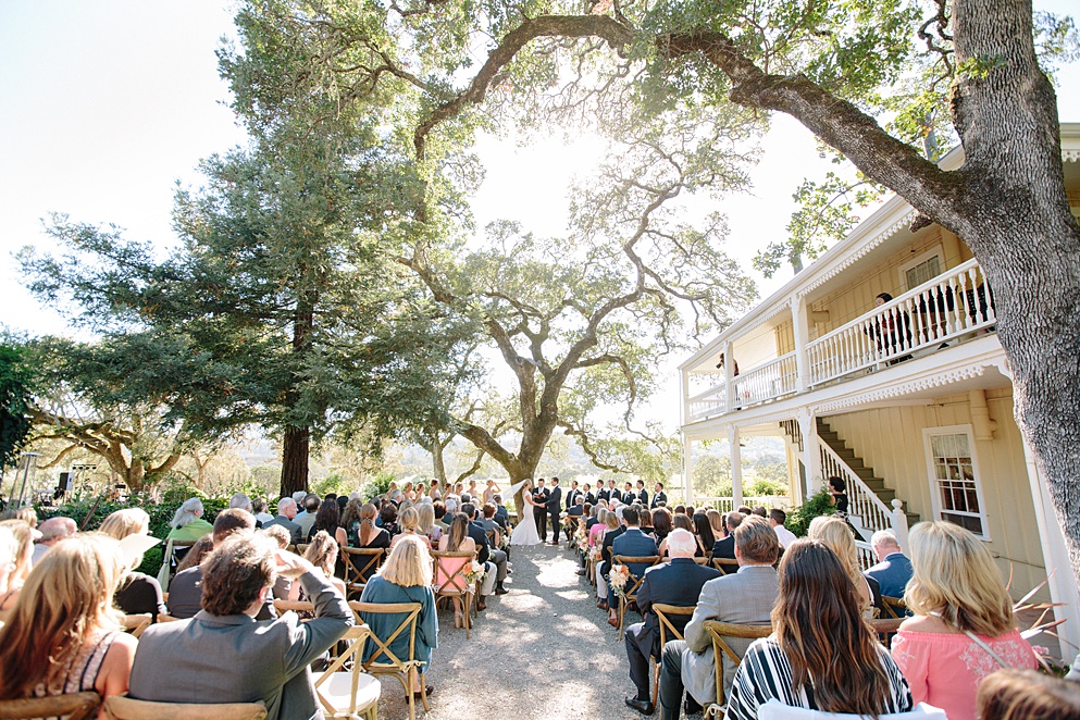 wide shot of Beltane Ranch wedding ceremony by michelle walker photography
