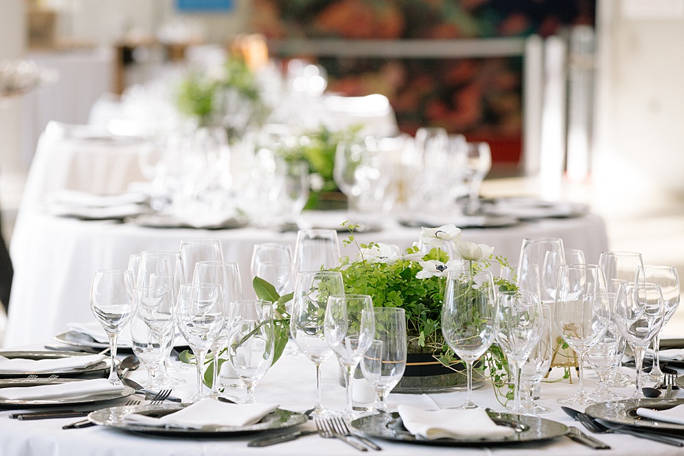 California Academy of Sciences Wedding dinner table details by michelle walker photography