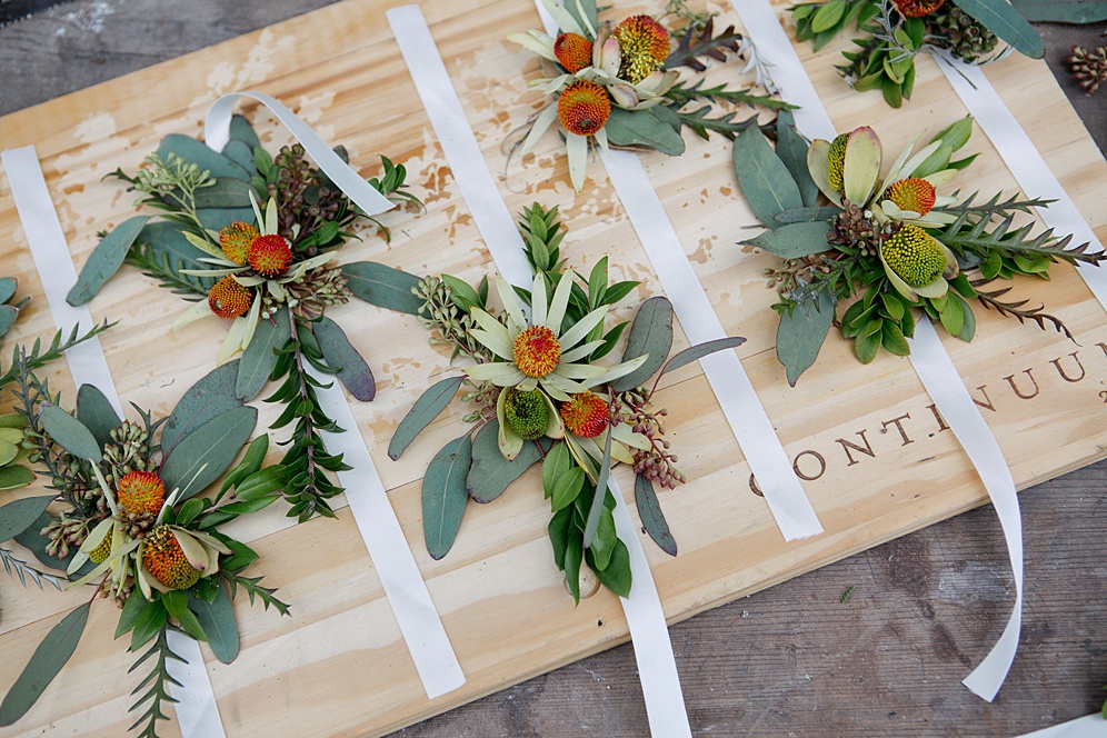 boutonnieres at Five Springs Ranch wedding by michelle walker photography