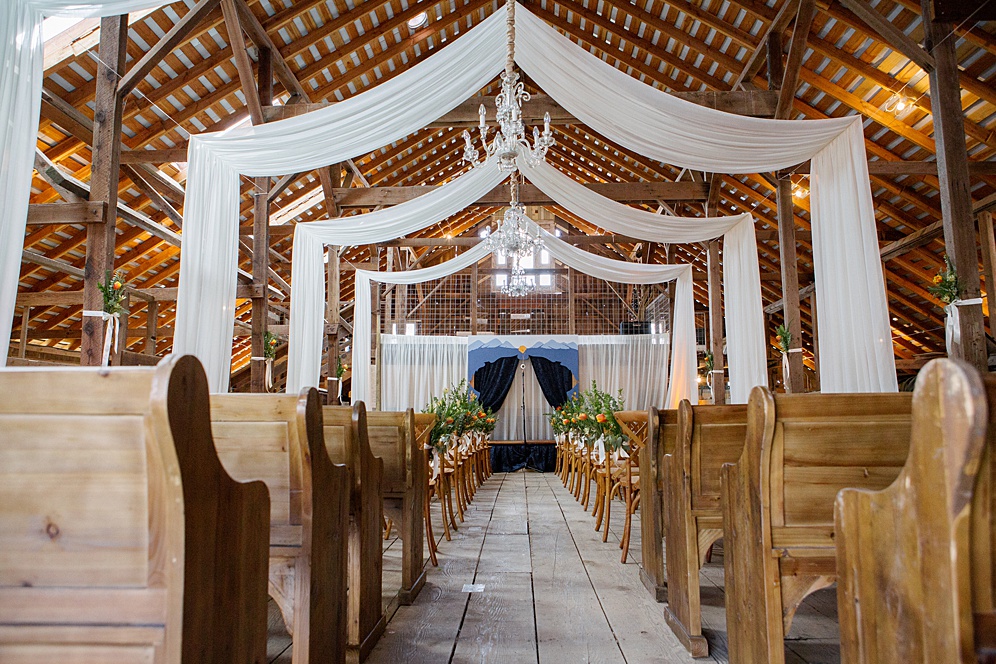 barn ceremony area Five Springs Ranch wedding by michelle walker photography