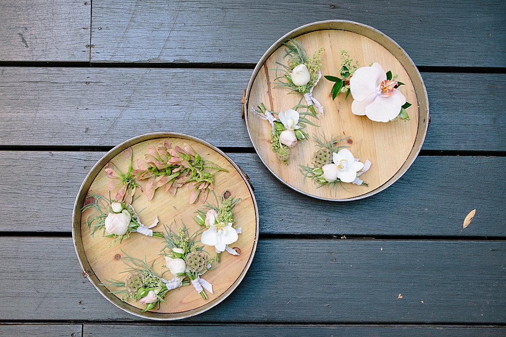 boutonnières at calistoga ranch wedding by michelle walker photography