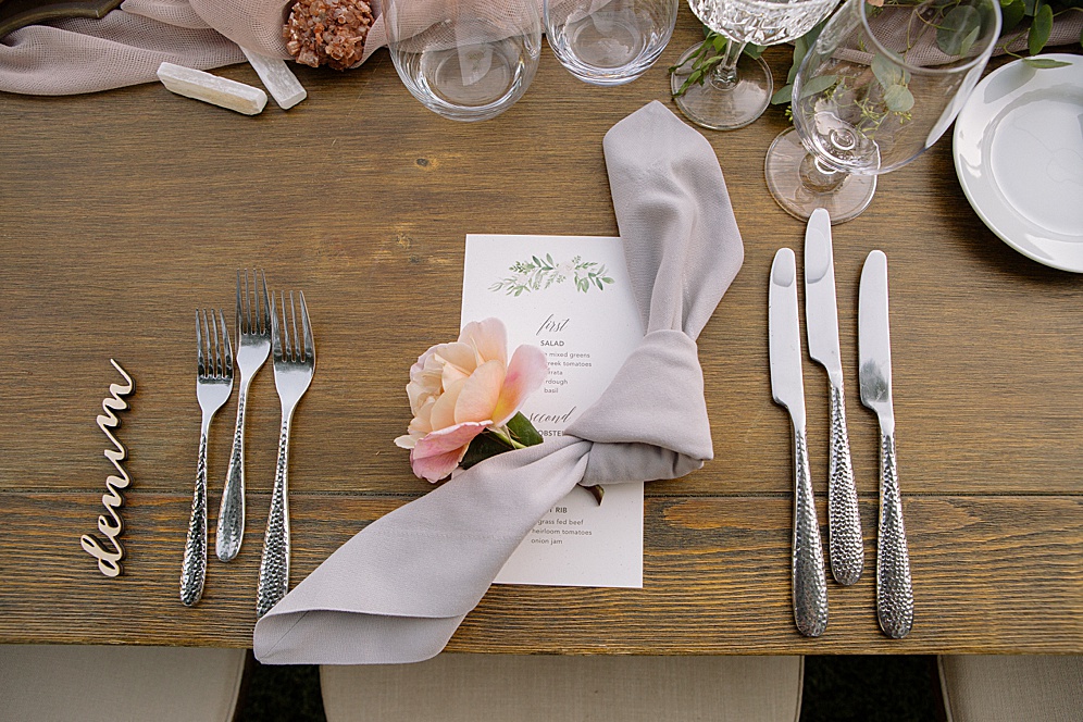 table menu at calistoga ranch wedding by michelle walker photography