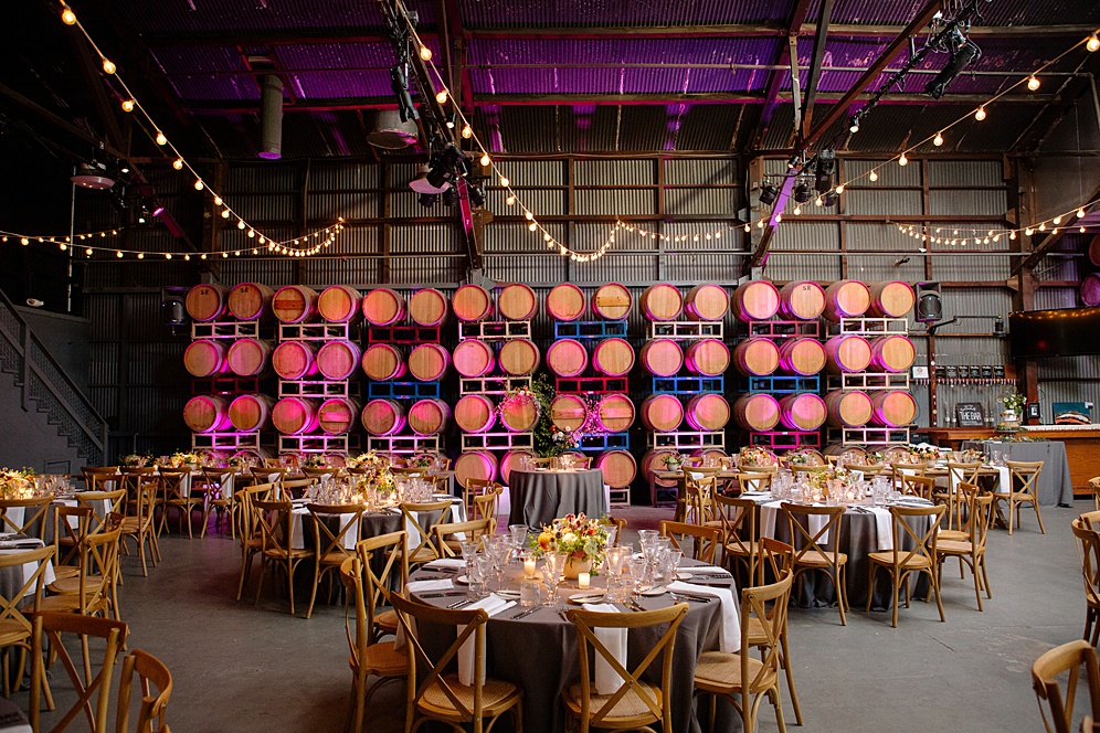 overhead lights and dressed tables the winery sf wedding