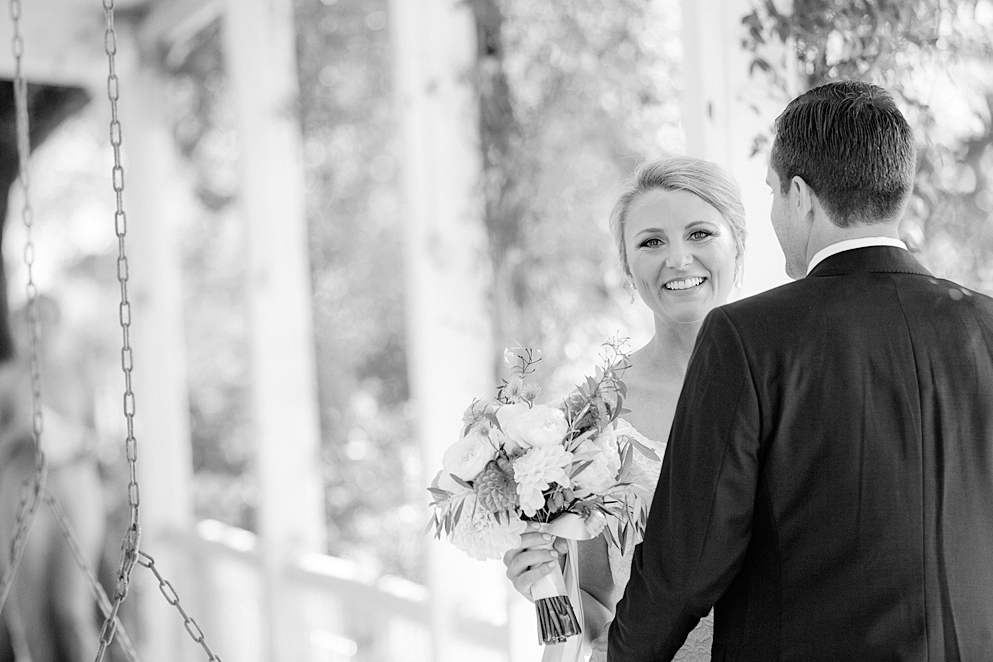 groom sees bride for the first time at Beltane Ranch Wedding