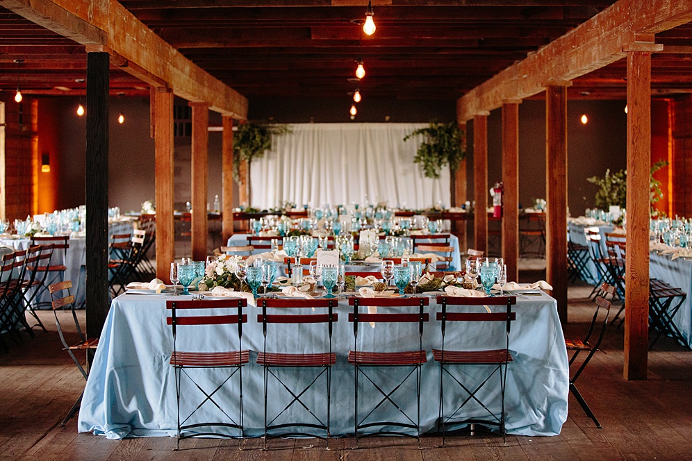 Dining area at Campovida winery wedding by michelle walker photography