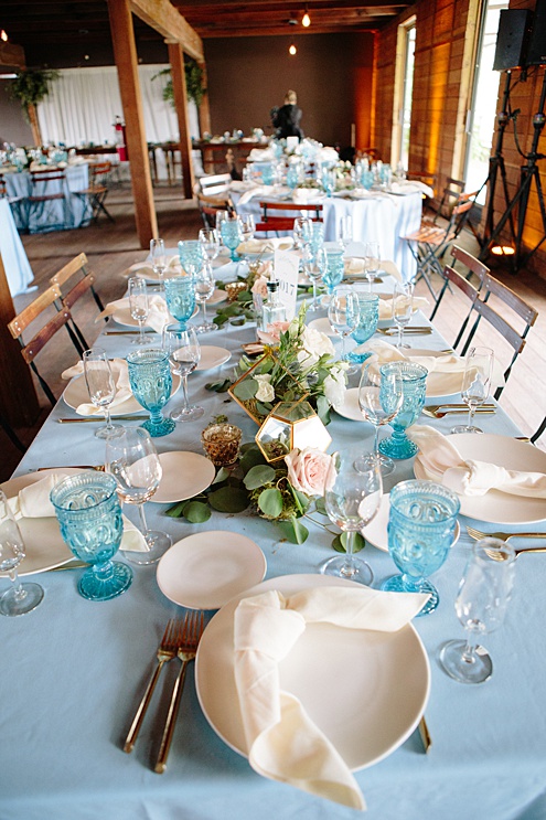 table setting at Campovida winery wedding