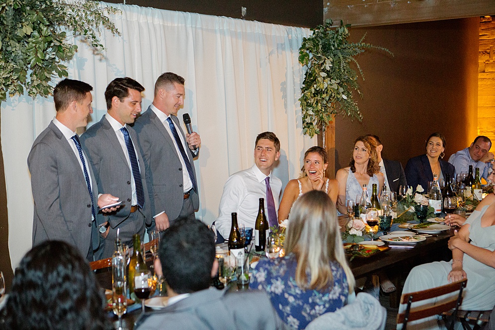 speeches at Campovida winery wedding by michelle walker photography