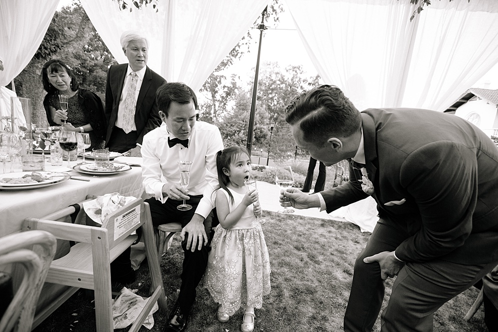 Villa Montalvo Wedding little girl toasts