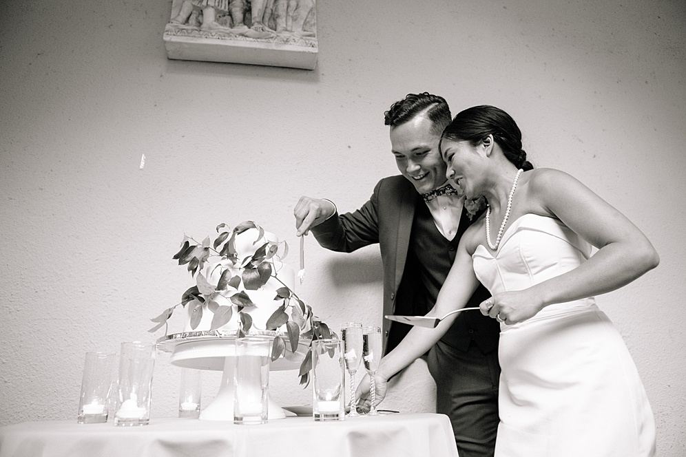 Cutting the Cake Villa Montalvo Wedding