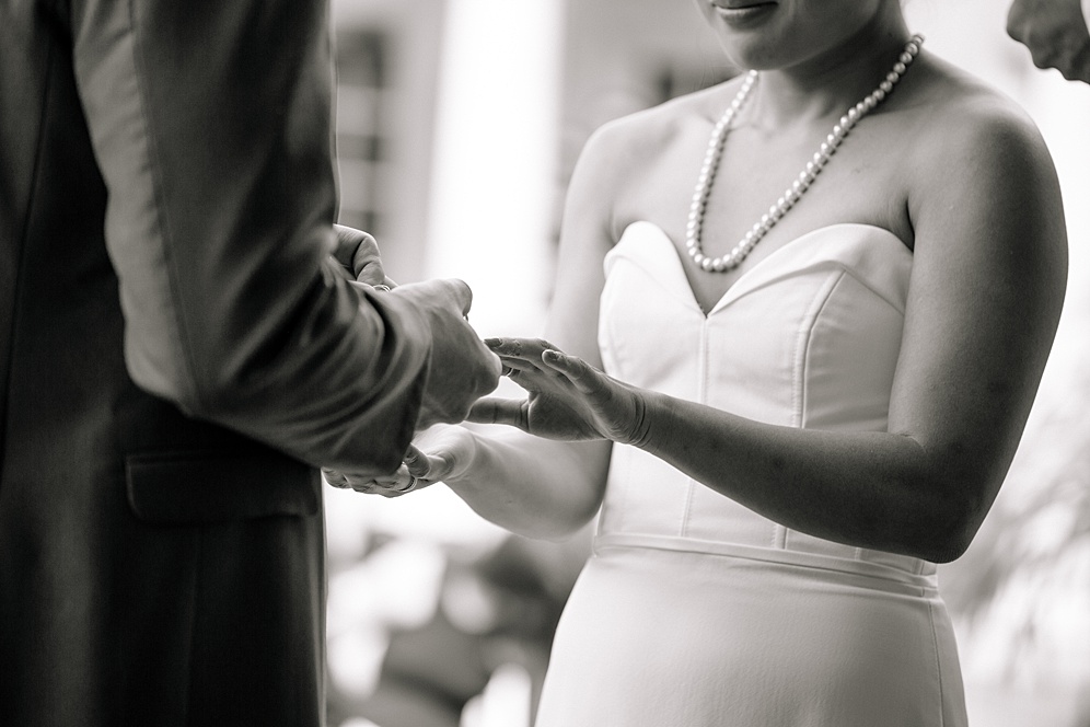 Exchanging rings Villa Montalvo Wedding