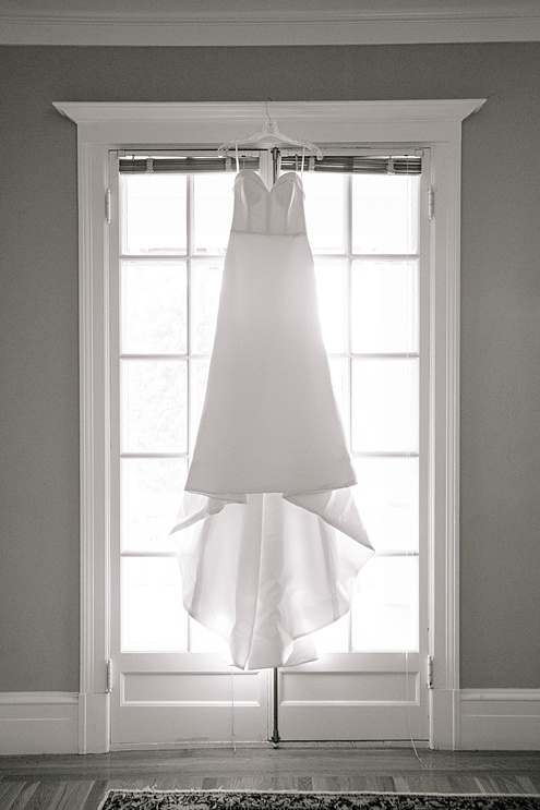 Hanging gown at Villa Montalvo Wedding