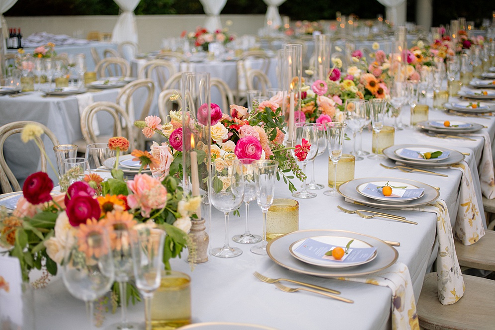 Table settings at Villa Montalvo Wedding