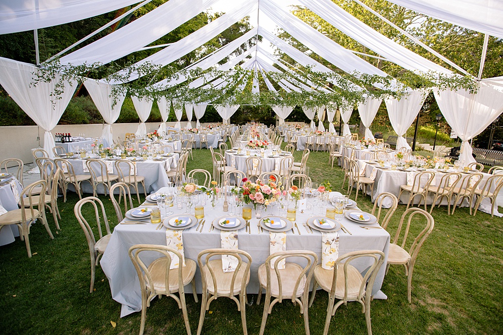 Dressed tables at Villa Montalvo Wedding