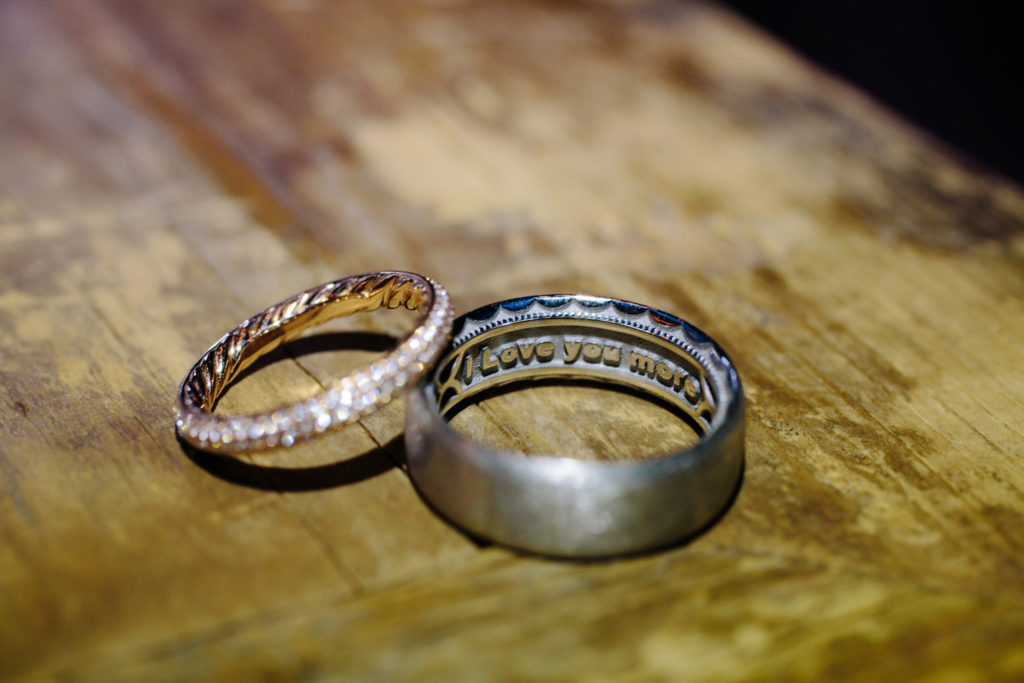 Unique engraved wedding rings.