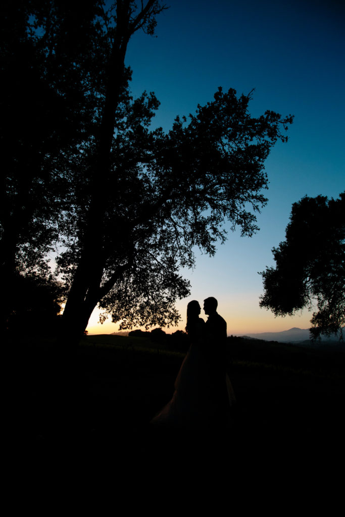 Bride and groom sunset portrait at Chalk Hill Estate.